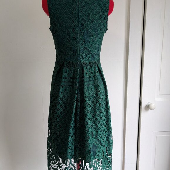 Midi Length Green Lace Dress Size Medium - Picture 6 of 10